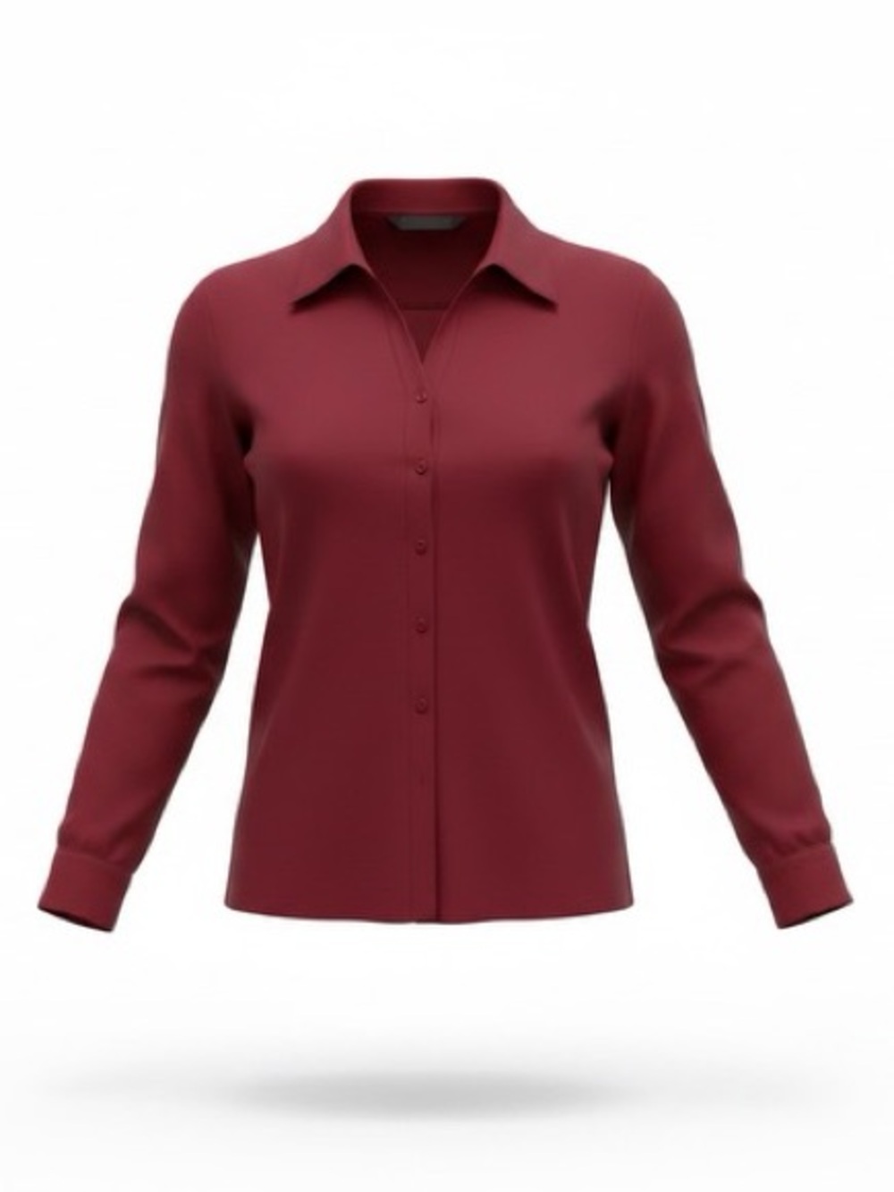 Vintage Norma Kamali Women's Long-Sleeve Button Down Shirt - Burgundy